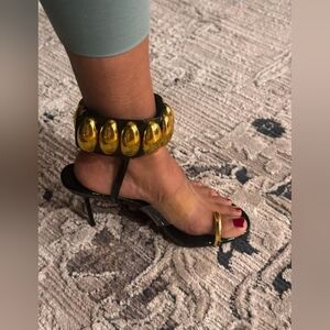 Jeffrey Campbell Black and Gold Embellished Women's Heels 6.5 Worn Once